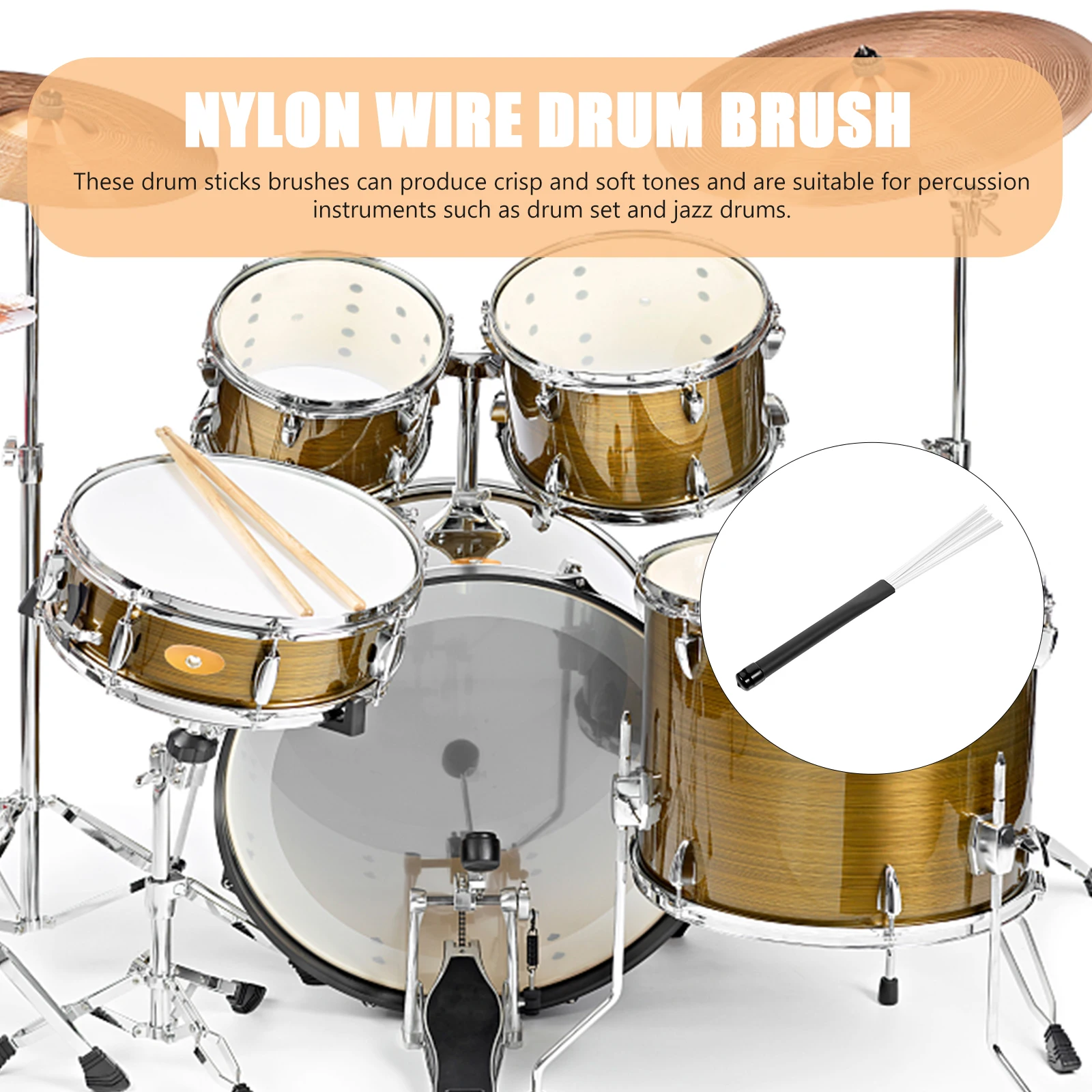 

Nylon Drum Brush Wire Brushes Drumming Practical Percussion with Plastic Handle Drumstick