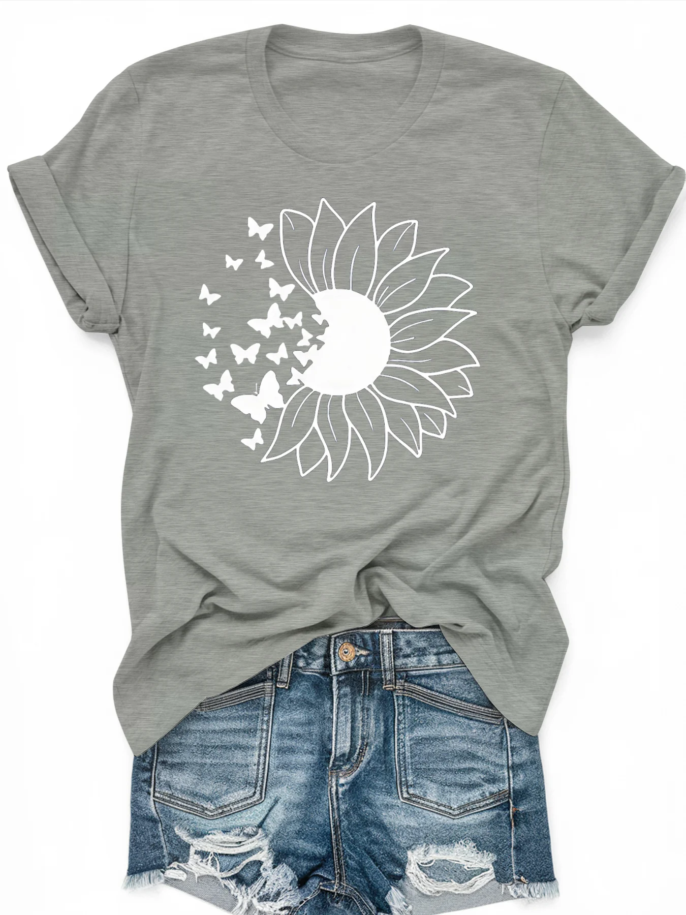 

Women's large-size printed short-sleeved T-shirt, loose and casual, soft, comfortable and breathable, outdoor sports