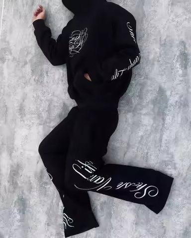 Y2k Men Set Hip Hop Retro Printed American Sportswear Fashion Street Clothing Harajuku Set Winter New Casual Sportswear Women