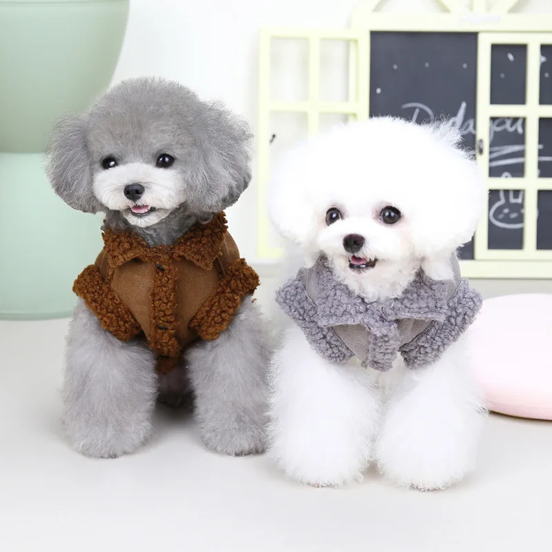 Pet Warm Dog Coat Winter Dog Jacket Solid Fleece Dog Clothes addensato peluche Dog Vest Chihuahua Bichon bassotto Cat Dog Apparel