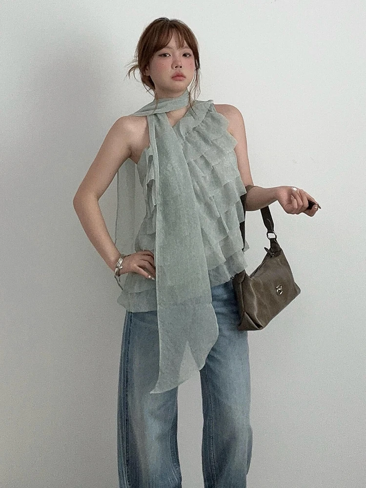 

Летний асимметричный топ-жилет с открытыми плечами для женщин, модный свободный крой, трендовый стиль для девушек