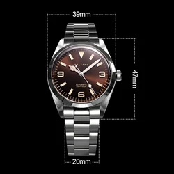 Baltany Mens Automatic Watches 39MM Luxury Mechaical Wristwatch Fashion Bubble Sapphire 200M Waterproof C3 Luminous NH38 / SW200