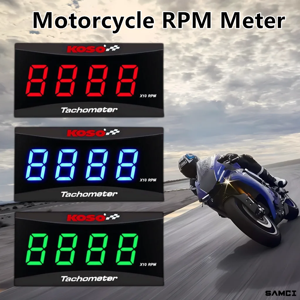 KOSO RPM Mini miernik motocykl LCD cyfrowy wyświetlacz obrotomierz silnika uniwersalny obrotomierz dla Yamaha Suzuki Kawasaki BMW ﻿