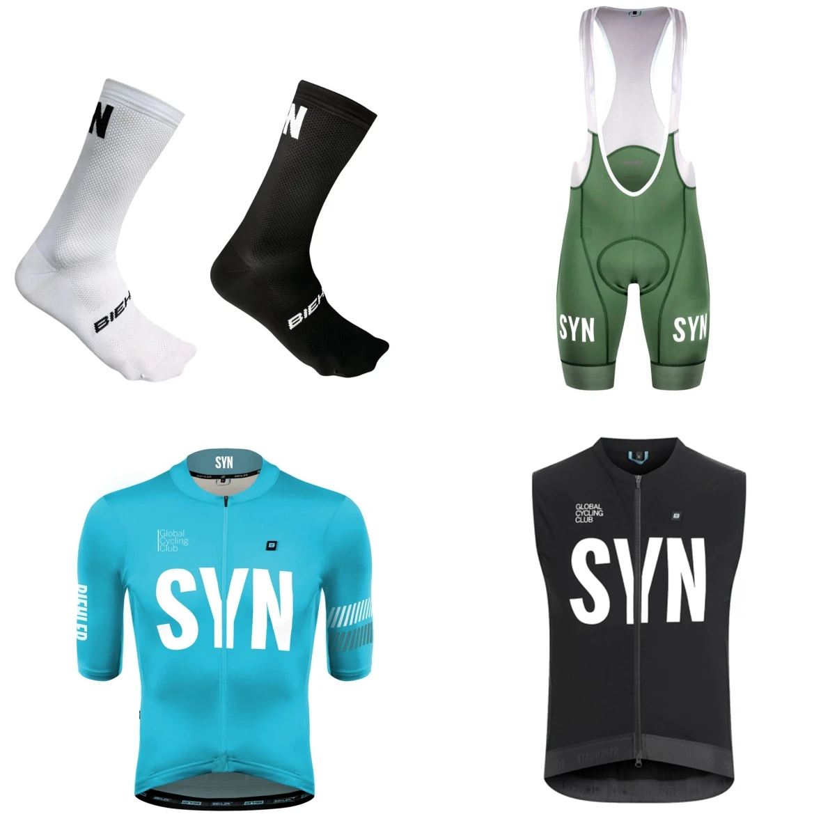 Summer short sleeve Bicycle suit 2026 Black Blue SYN convenient cycling Jersey and bib shorts 4-piece set view 4