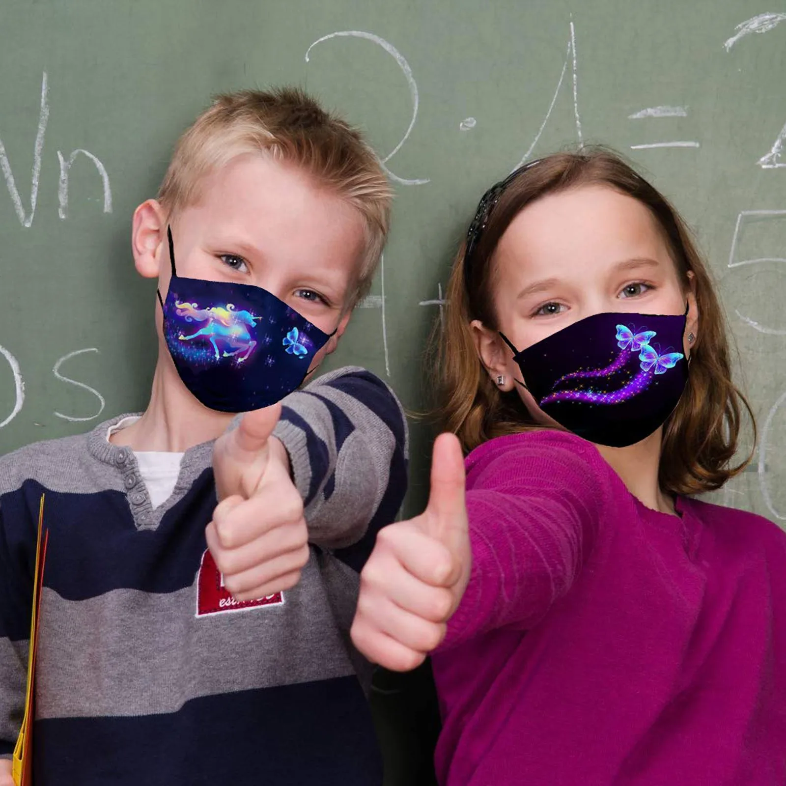 

Детские моющиеся многоразовые маски, регулируемая маска для лица с милым принтом бабочки, походная и спортивная маска для холода и пыли, 1 шт.