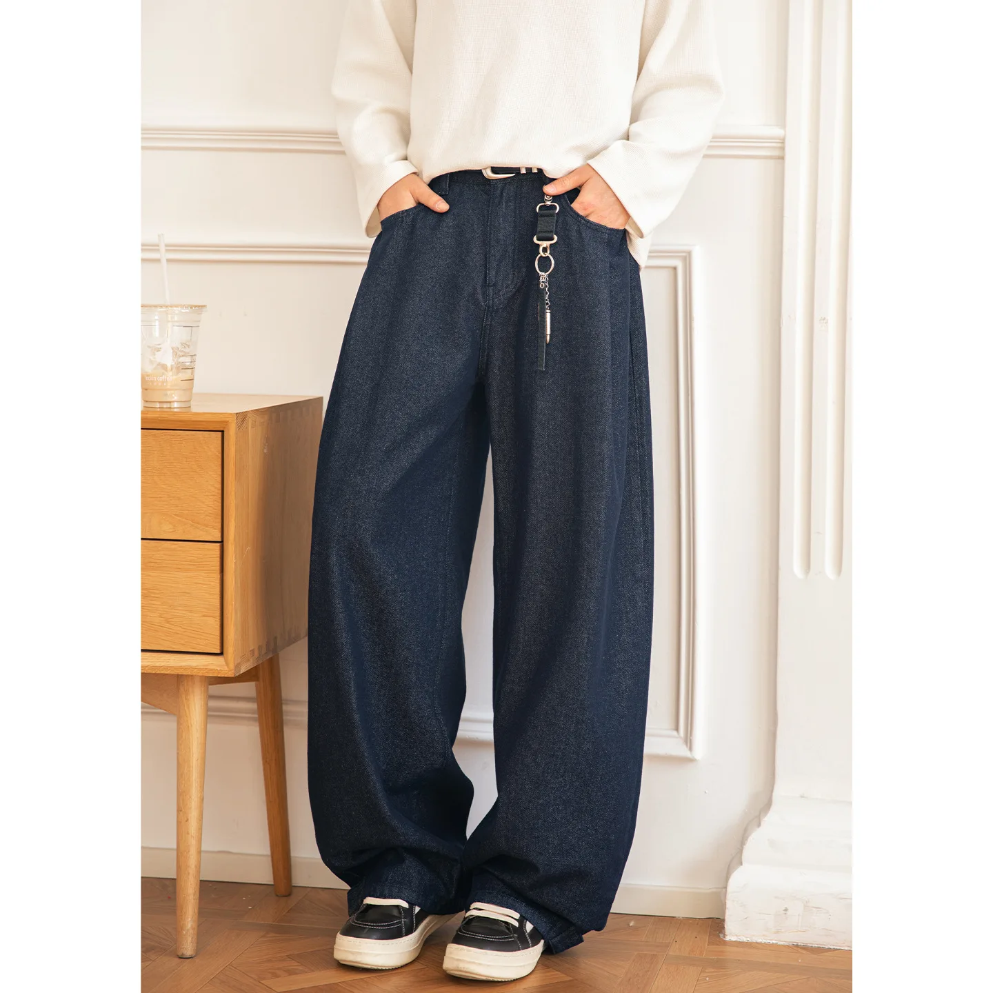 

TFETTERS 2026 New Arrival Men's American Retro Raw Jeans Pleated Velcro Cuffs Oversized Baggy Spring Denim Trousers For Man