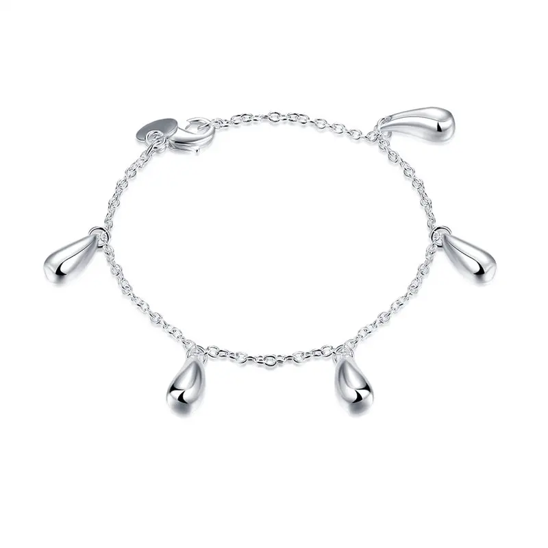 

Charm 925 Sterling Silver 8 Inches Simple Drop Chain Bracelet For Women Fashion Party Wedding Jewelry Accessories