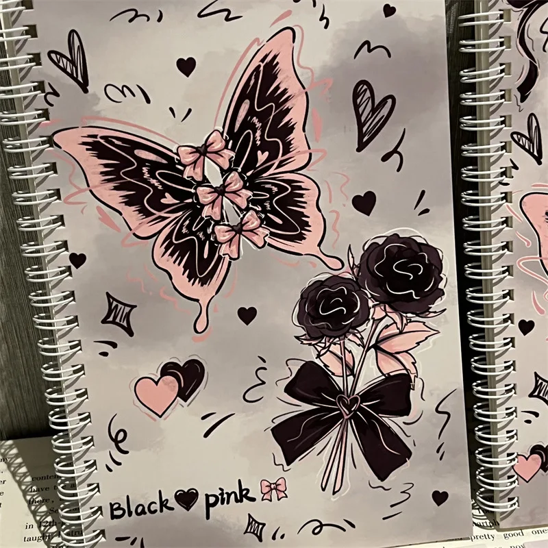 4pcs Cute A5 Coil Notebook Diary Sketchbook School Office Supplies Stationery Mini Portable Notepad Student Gift 60 sheets