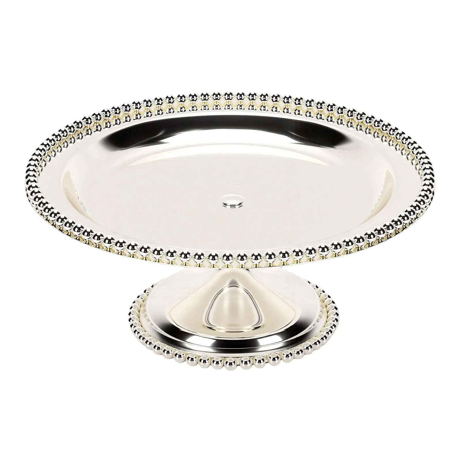 Footed Cake Plate Footed Fruit Serving Tray Stainless Steel Vintage Footed Cake Display Plate European Style Fruit Serving Tray
