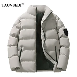 Parkas casuais acolchoadas quentes masculinas, gola alta, jaquetas soprador monocromáticas, sobretudo na moda masculina, casacos de streetwear, inverno