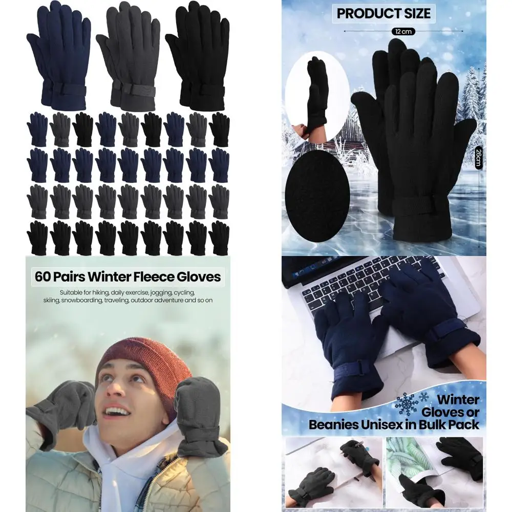 

Men's Bulk Fleece Gloves - Thermal, Soft, Warm Sports Gloves for Men and Women, Ideal for Cold Weather Driving and Outdoor Activ