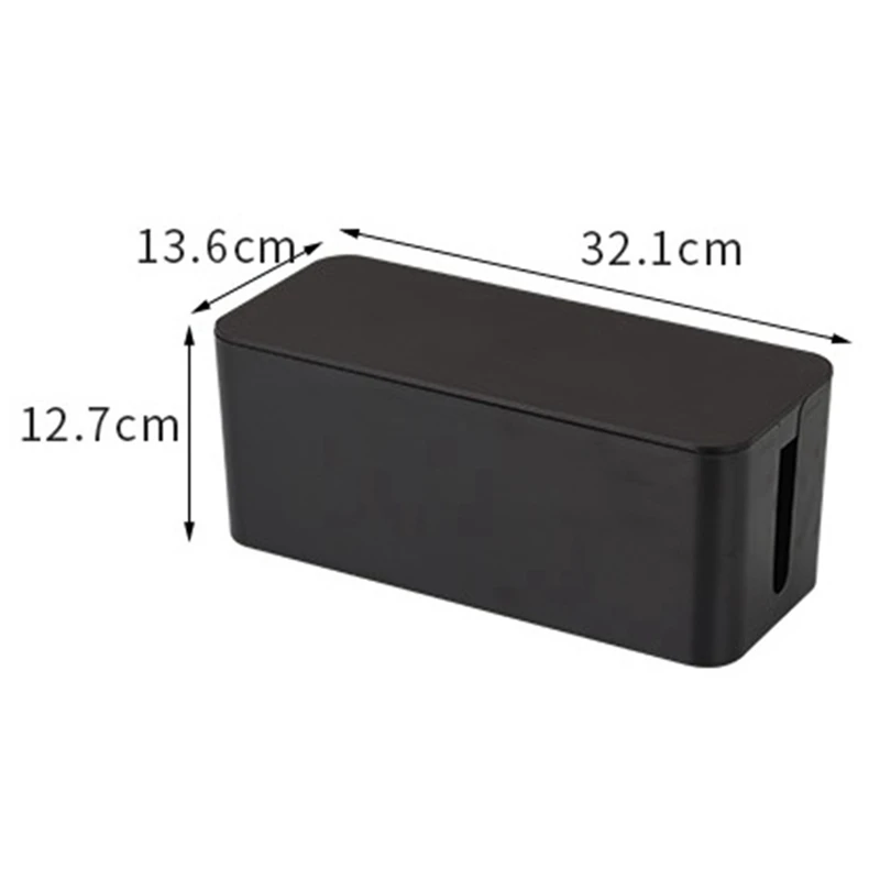 2X Cable Management Box, Wire Storage Box, Used To Hide The Power Strip, Suitable For Home/Office (Black)