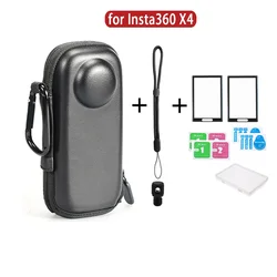 For Insta360 X4 Accessories Mini Storage Carrying Bag+Hand Wrist Strap Lanyard Rope+Screen Protector Film+Protective Lens Case