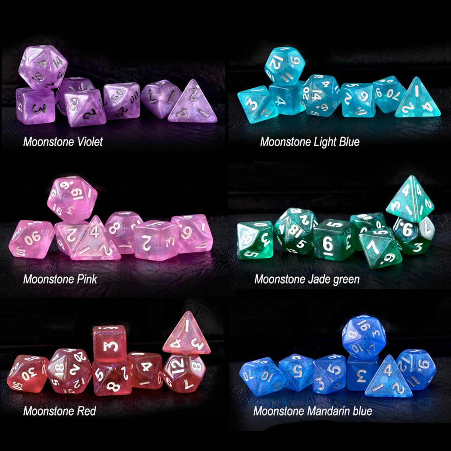 Moonstone 10mm Mini DND Dice Set for MTG RPG Dungeons and Dragons Role Playing Game, Assorted Colors Available