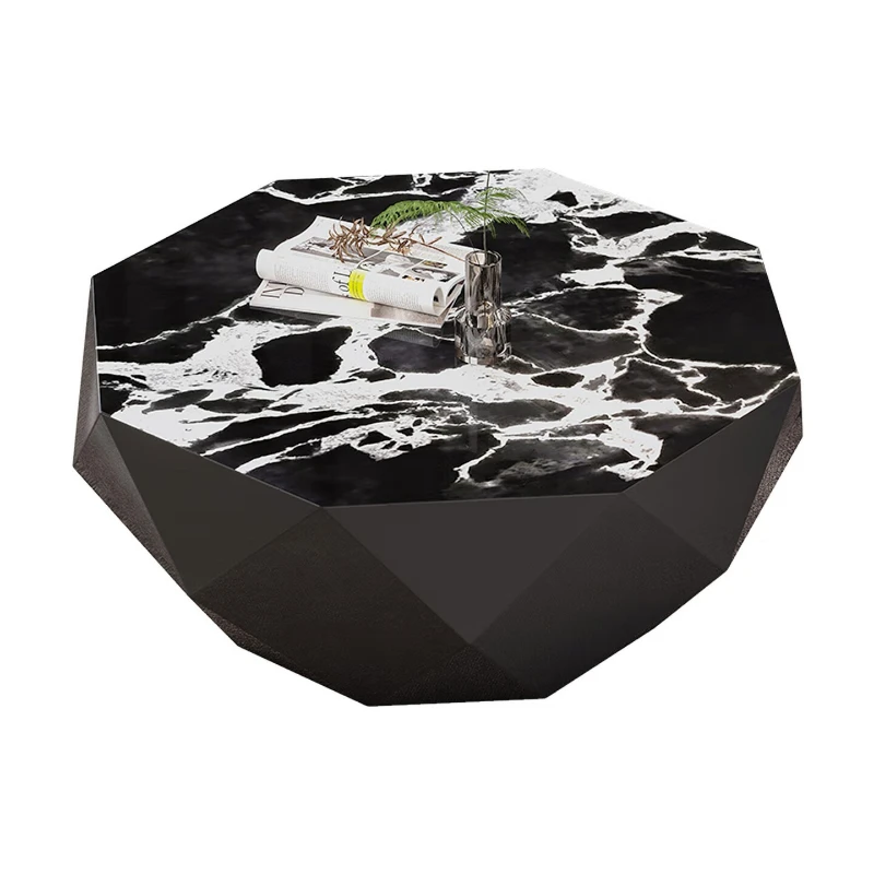 Light luxury high-end living room minimalist creative black high-end diamond coffee table