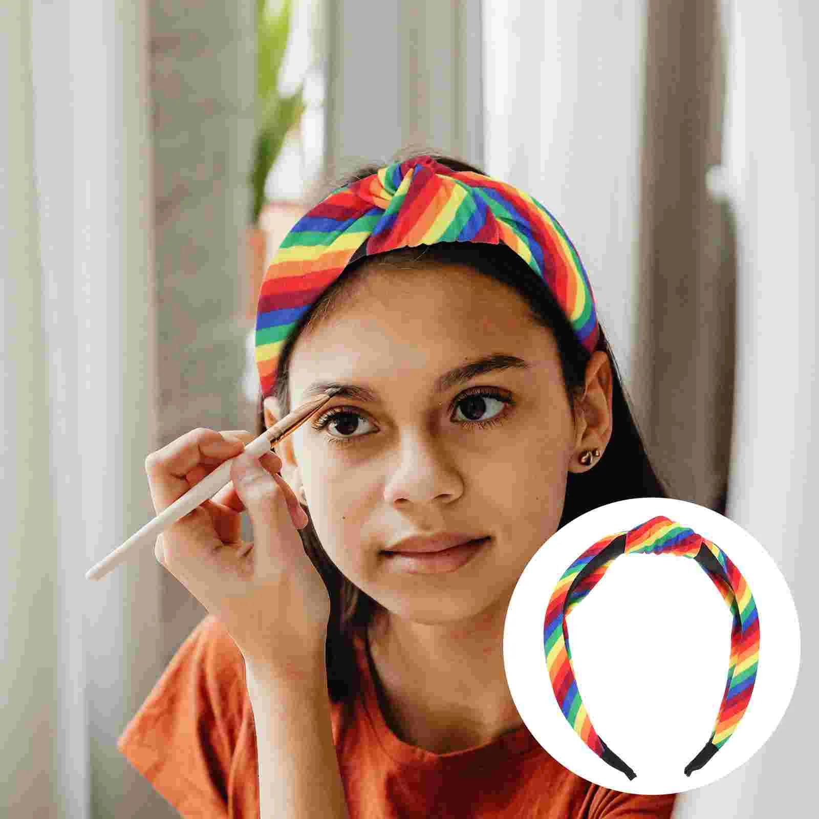 

Rainbow Headband Headbands with Knot for Women Hair Accessories Fabric Thick Women's