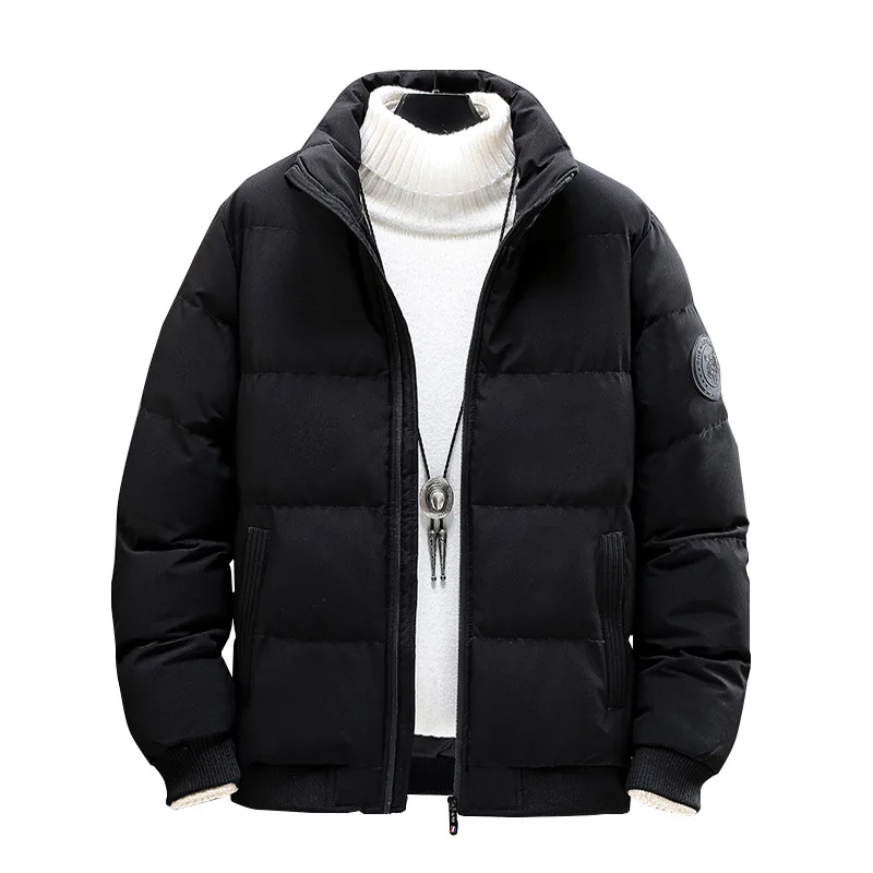 Large Size Parkas Men\'s M-8XL Winter Thick Hooded Padded Coats Short Tooling Zipper Slim Simple Solid Color Black Down Jackets