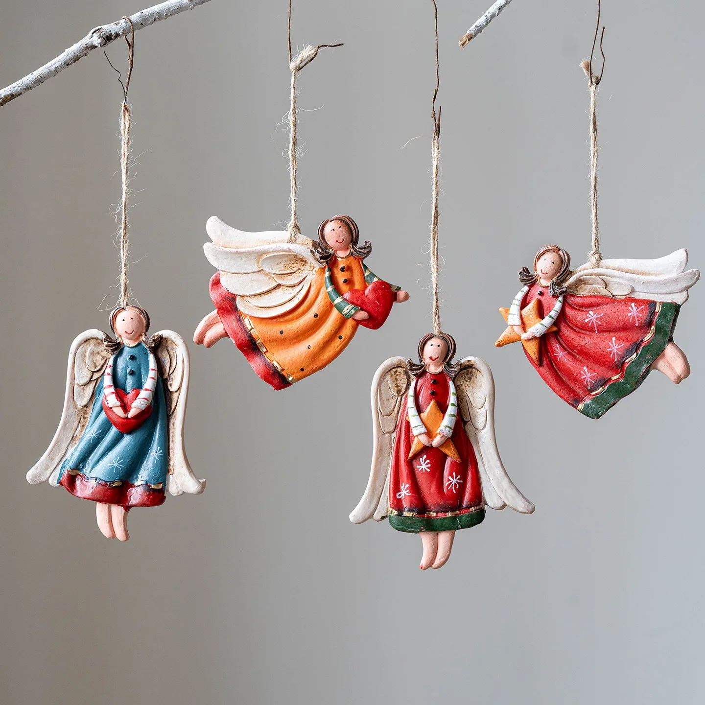 

1PCS Christmas Vintage Resin Cherub with Wings Girl Christmas Tree Pendant Window Atmosphere Decoration Props