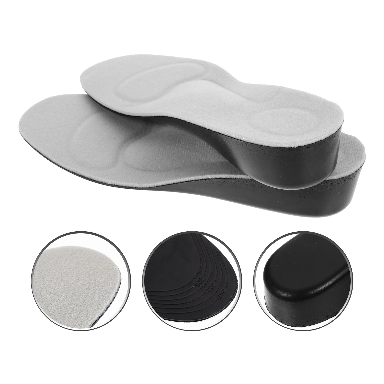 

Pair Shoes Cushions Height Increase Insole 3.5cm Grey Eu 34-40 Cuttable Soft PU Comfortable Anti Slip Padding Women Taller Pads