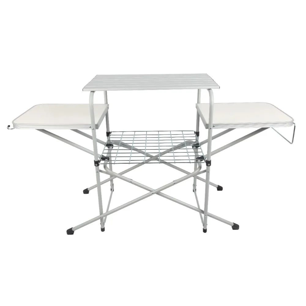 2024 New Camp Kitchen Cooking Stand with Three Table Tops, Outdoor Tables