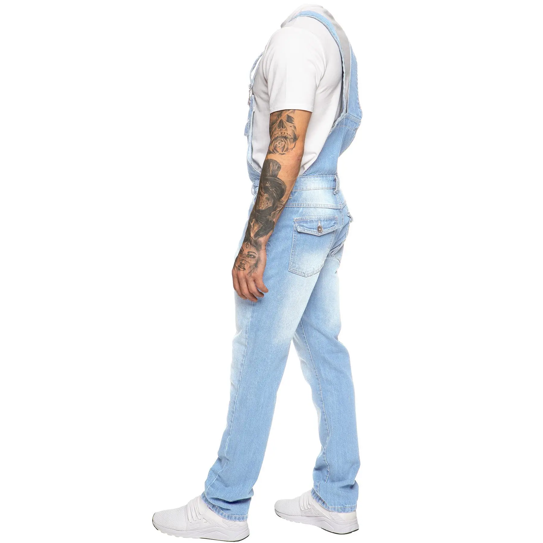 Overalls Men's Casual Multi-Bag Elastic Slim-fit Pants Men's Denim Overalls view 2