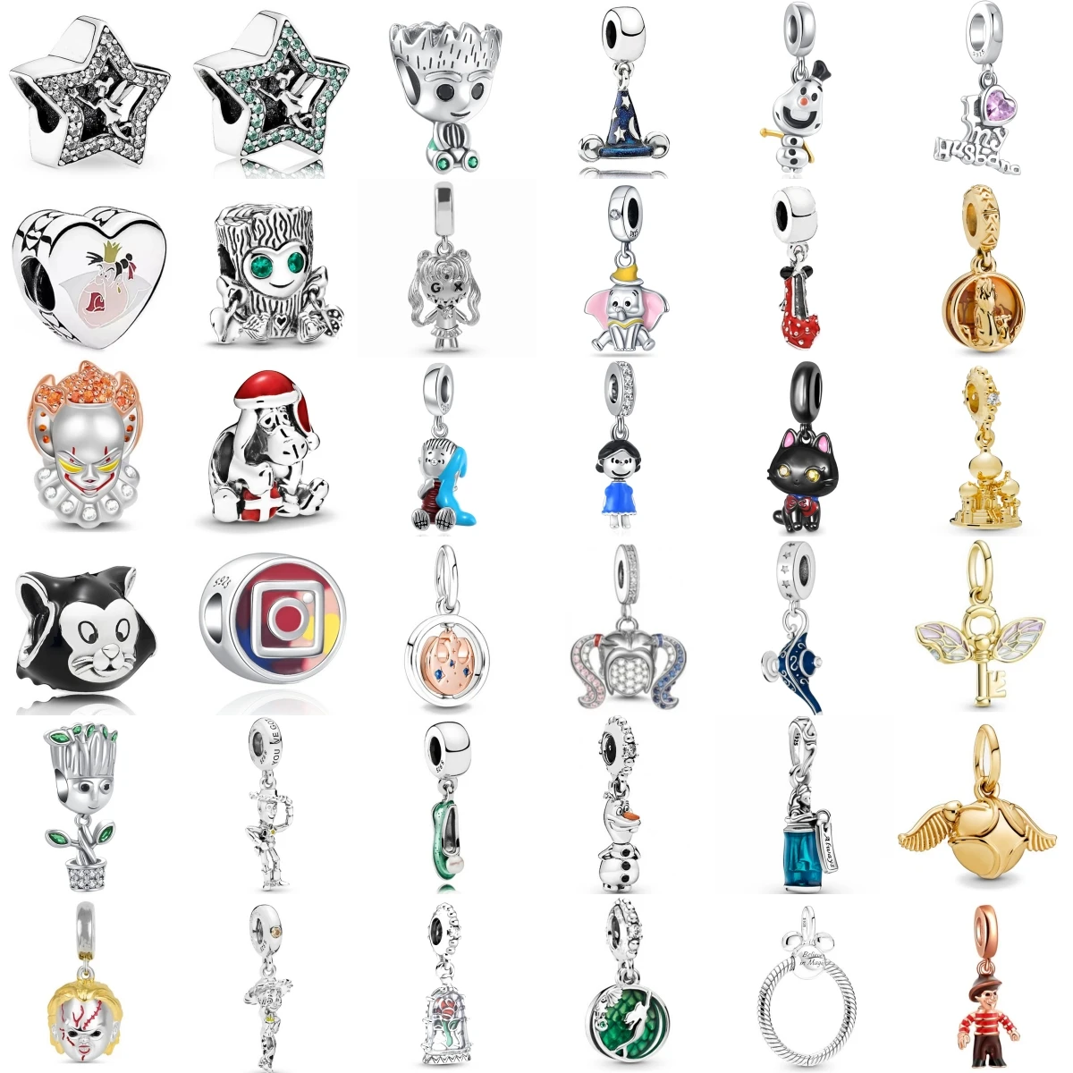 

Miniso Disney, волшебная шляпа из стерлингового серебра 925 пробы, звезды, розы, пугало, очаровательные бусины для браслетов, ожерелий, модные ювелирные изделия, подарки