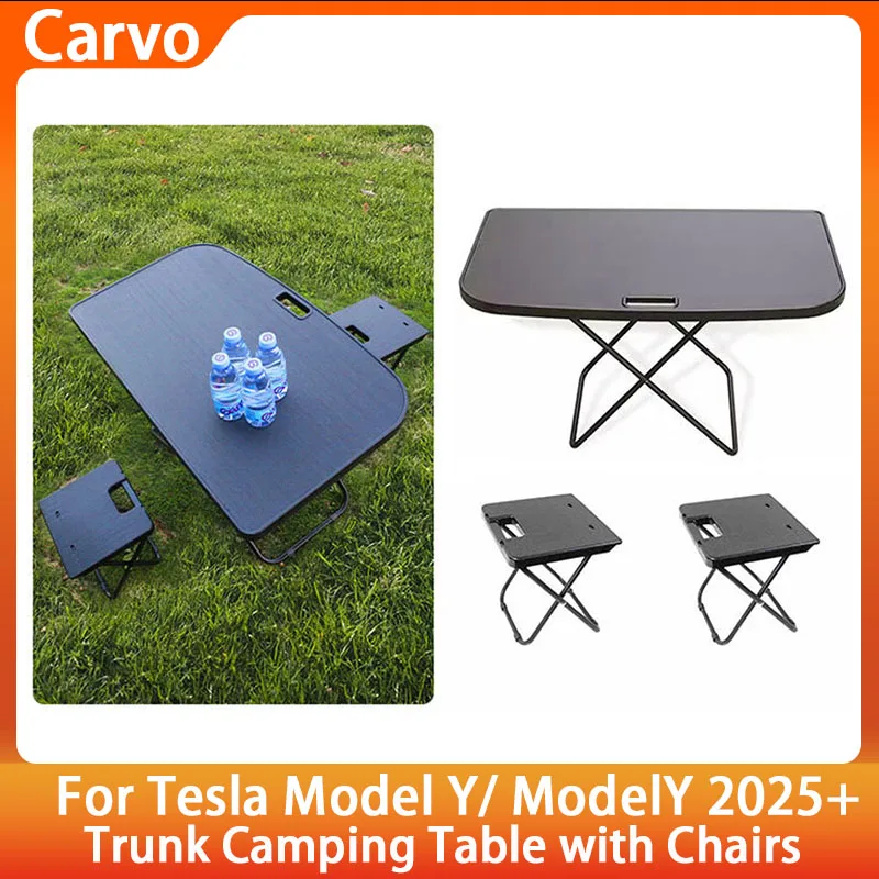 

For New Tesla ModelY Juniper 2025 Trunk Portable Picnic Table Travel Folding Work Rest Camping Board Car Accessories With Chairs