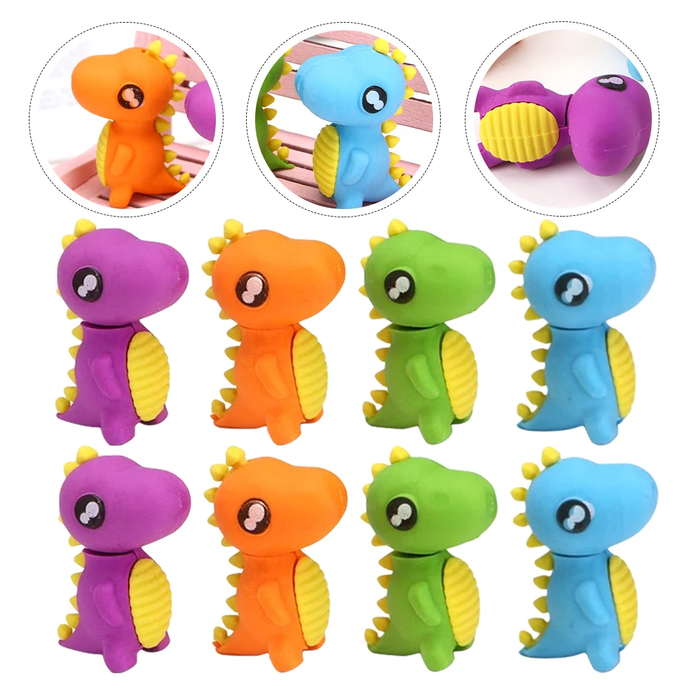 

48pcs Dinosaur Erasers Mini Animal Shaped Bulk Supplies Cute Safe Environmental Kids Classroom Gifts Activities Prizes Student