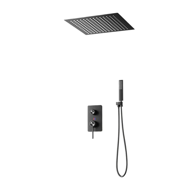 

Concealed shower wall type hot and cold minimalist home bathroom full copper embedded hidden shower set