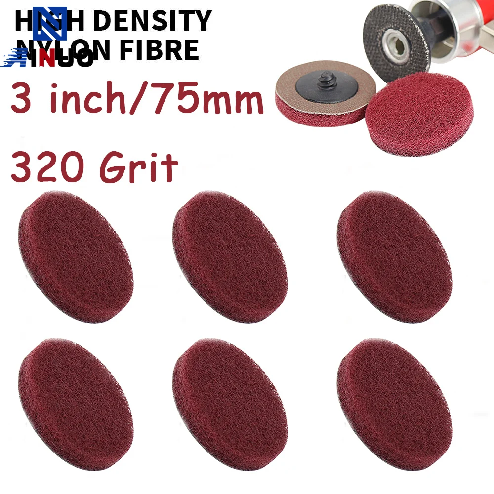 

75mm Quick Change Sanding Disc Nylon Fiber Abrasive Scouring Pad Roll Lock R-Type Sandpaper 1/4" Holder Pad Rust Removal