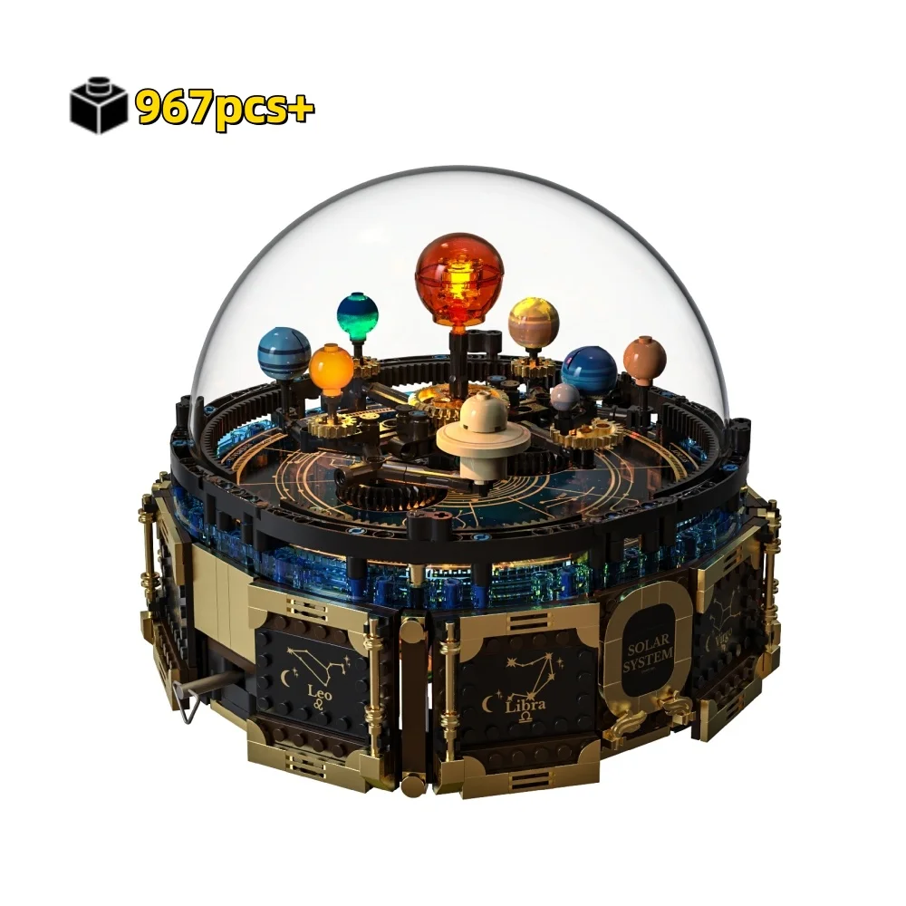 

967pcs Motorized Rotating Solar System Building Blocks Set with Light and Music Box STEM Educational Science Model Gift for Kids