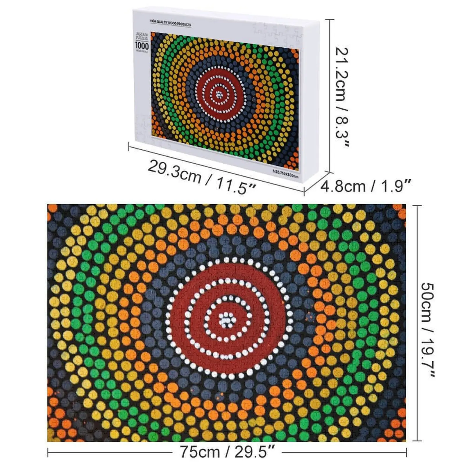 Impresionante rompecabezas de arte de puntos aborigen, nombre de madera personalizado, objeto de bebé personalizado, rompecabezas de regalo personalizable