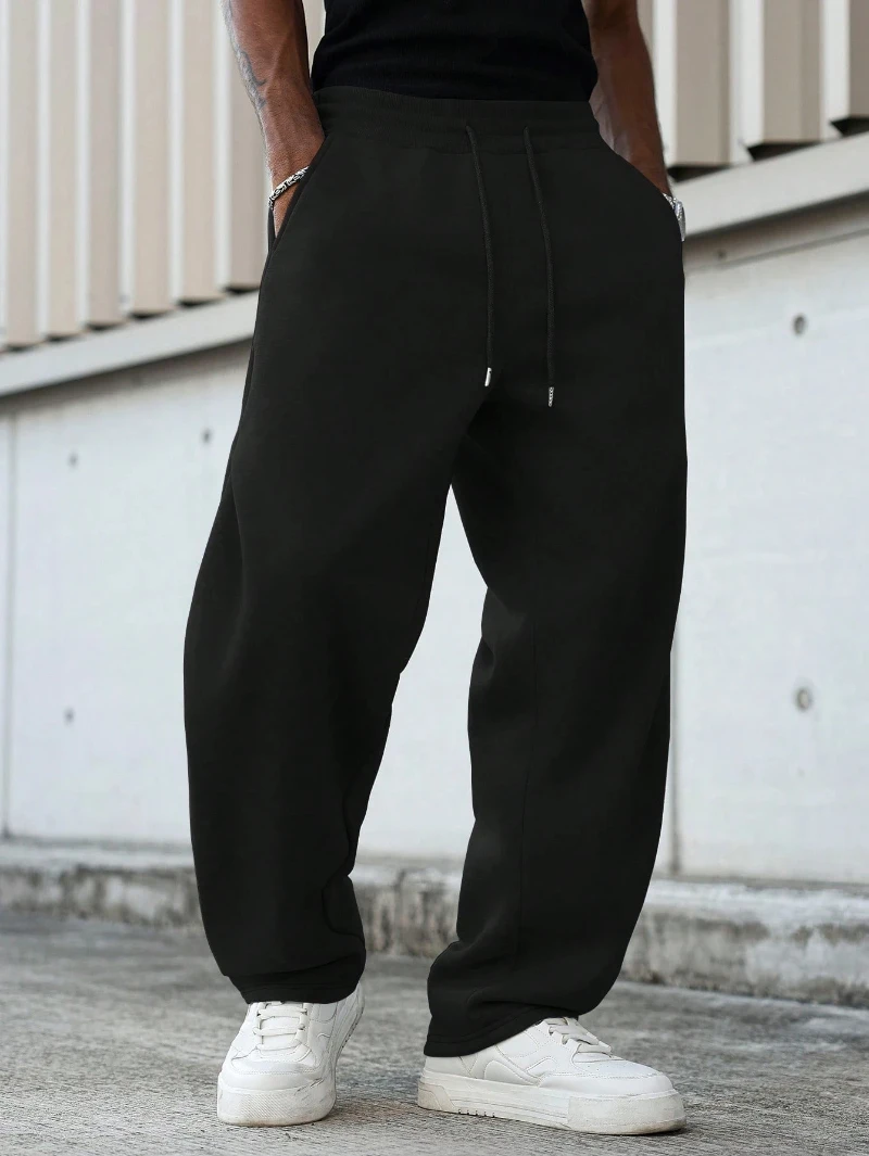 Мужские повседневные однотонные спортивные штаны, универсальные флисовые спортивные штаны на осень/зиму, мужские спортивные штаны большого размера