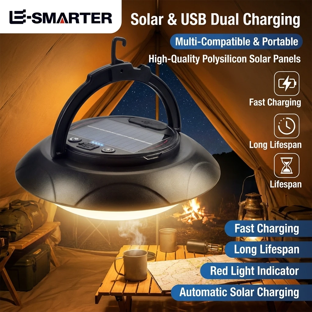 Solar Charged LED Camping Lamp, Portable Outdoor Emergency Light Perfect for Wild Trips, Garden Ornament and Courtyard Lighting