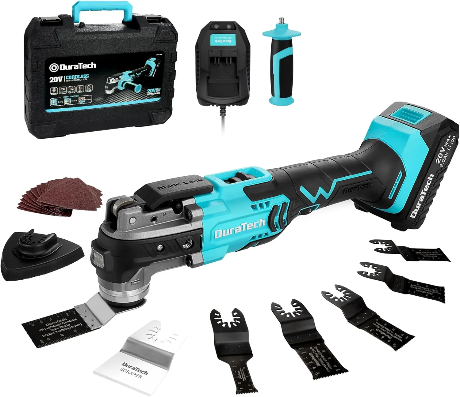 Duratech Cordless Oscillating Tool, 20V Oscillating Multi Tool Kit With 6 Variable Speed, 3° Oscillation Angle, 24Pcs