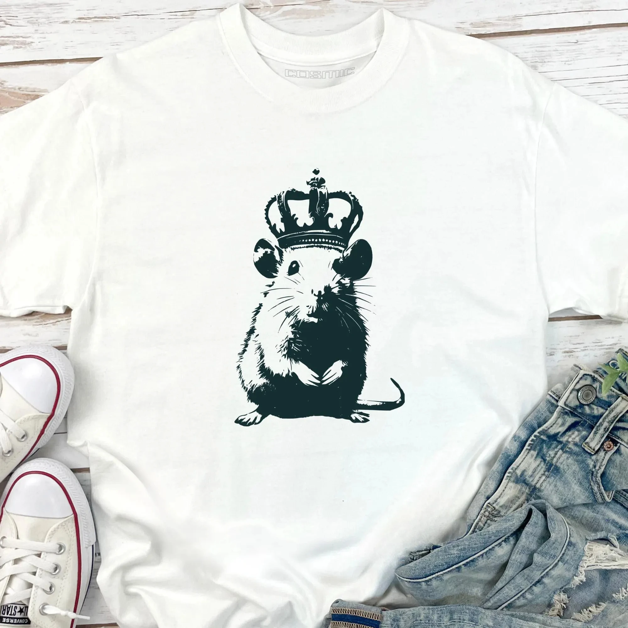 Rat King Shirt, Crown Mouse T-Shirt, Comfort Colors Teal - Funny Rat Gift for Rat Owners - Goblincore, Gothic, Rodent Lover