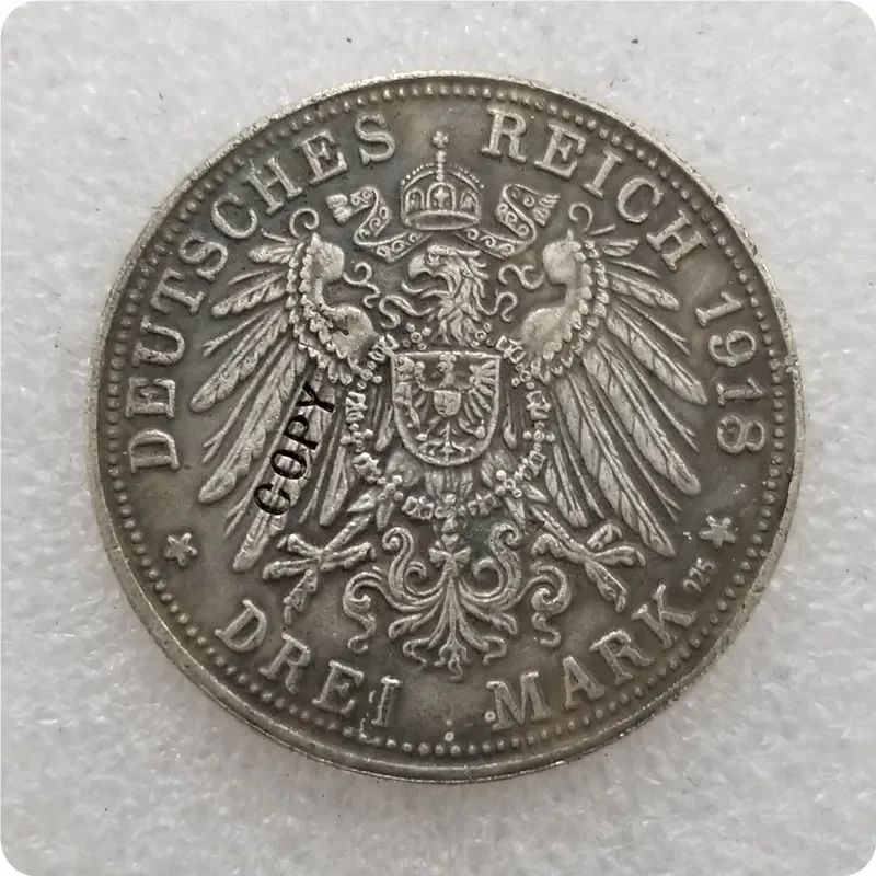 Germany - 3 MARK (DREI REICHSMARK)) 1918 - Deutsches Reich coin RARE COPY Challenge Pocket Coins Christmas Gifts