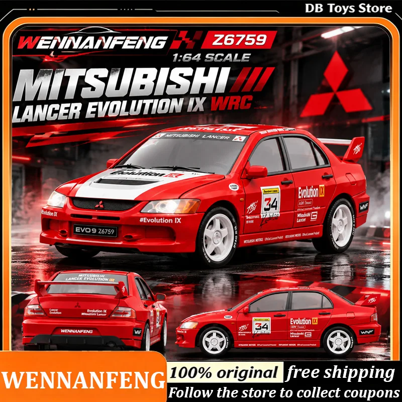 Wennanfeng 1:64 Licensed Mitsubishi Lancer Evolution IX RC Drift Car, Remote Control Racing Vehicle for Hobby Collectors