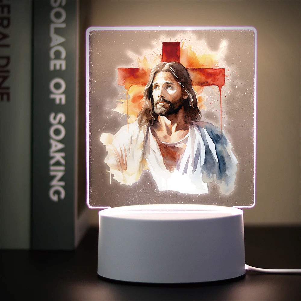 Jesus Led Table Lamp Acrylic Night Lights Gift Usb Atmosphere Table Lamp