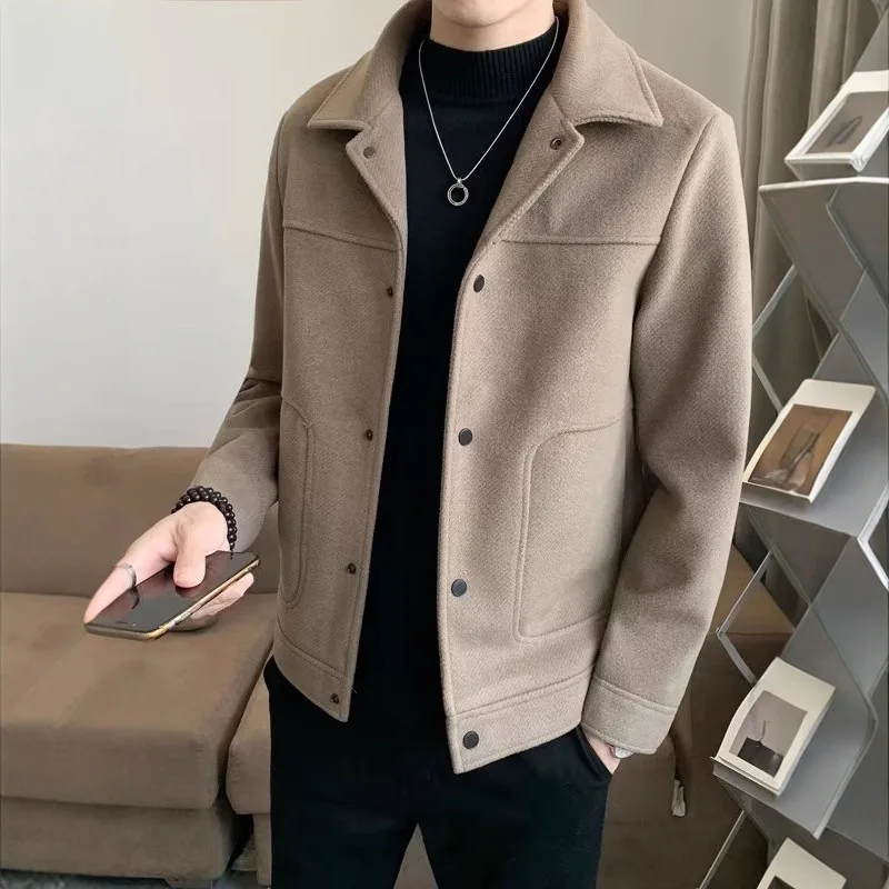 

2025 Men's Autumn New Solid Color Formal Business Men's Edition Jacket Collar Fit Single Breasted Men's Coat Without Hat