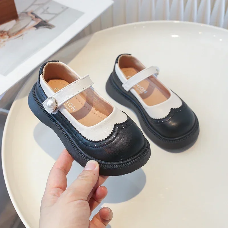 2024 Children Leather Shoes for Girls Autumn New Fashion Comfortable Korean Casual Sweet French Anti-slippery Versatile Shoes