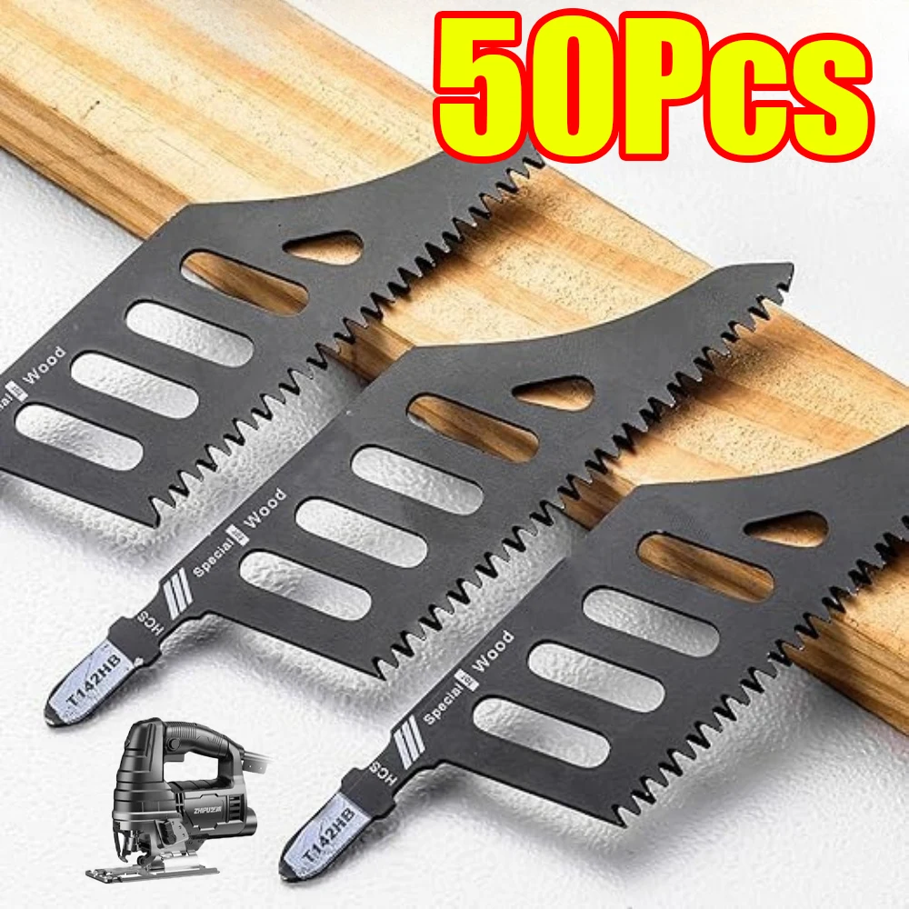 

1-50 шт. T142HB пильное полотно неправильной формы, изогнутые прокрутки, пильные полотна с Т-образным хвостовиком, тонкие грубые зубья для дерева, алюминия, плотные пространства