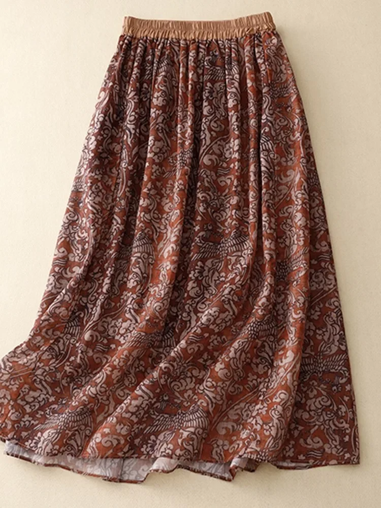 

Summer Vintage Style Floral Print Loose Comfortable Female Casual Dresses B2611 High Waist Long Skirts Women New Arrival 2025