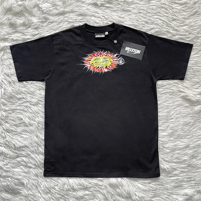 Creative Flame Smiling Face Short Sleeve T-Shirt Pure Cotton Breathable Casual Style round Neck Youth Popular Summer T-Shirt