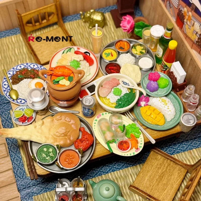 Figuras originales Re-Ment, comedor asiático, caja ciega de muestra Petit, escena en miniatura, juguete de dulces, colección de adornos, regalo para niños