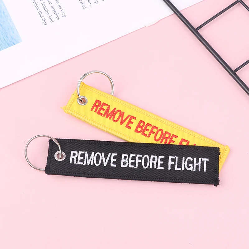 Remove Before Flight Car Key Chain Embroidery Aviation Gifts Keyring Key Tag Holder for Motorcycles Keychain