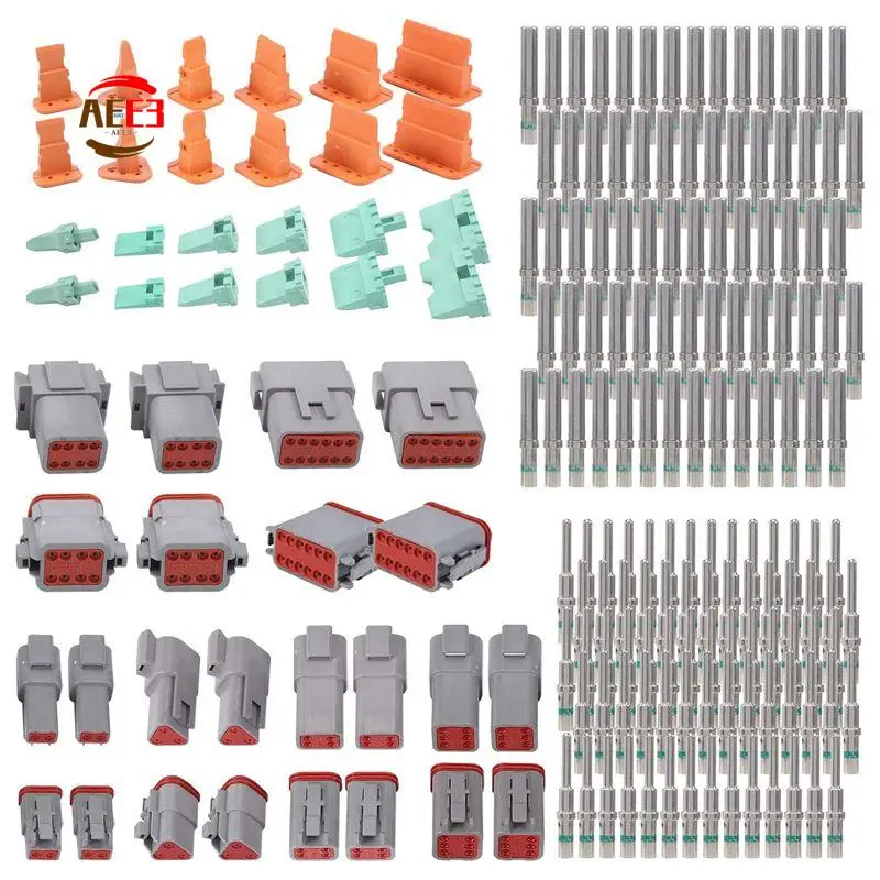 

AEE3-188PCS Deutsch DT Серый комплект разъемов с 16 твердыми контактами в 2,3,4,6,8 и 12-контактных конфигураций, автомобильных разъемах