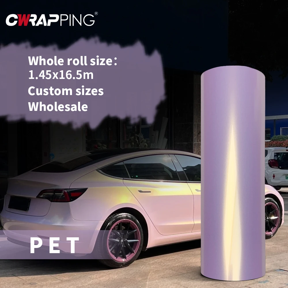 

PET Car Film Covering 145x200cm Glitter Polarized Vinyl Wrap Pink Car Adhesive Film Roof Door Hood Woman for BMW Car Accessories
