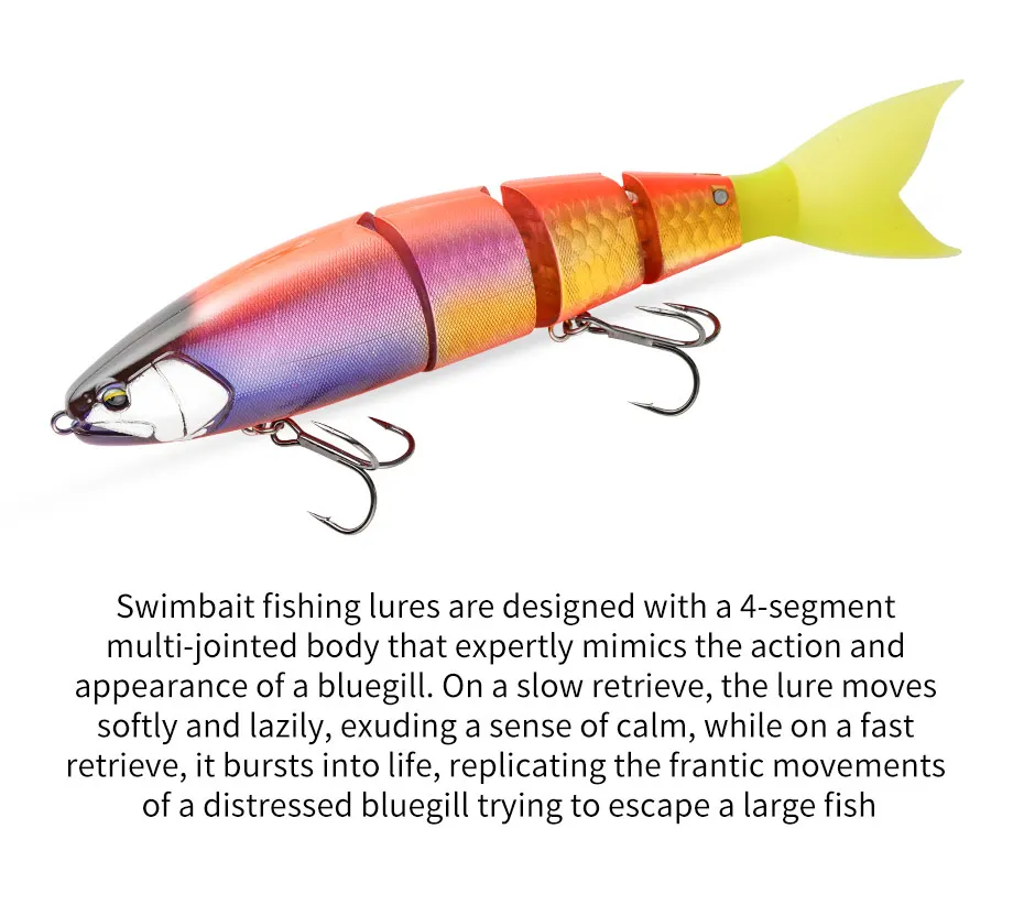 2 Stück/Set Riesiger Angelköder 250mm Sinkender Swimbait 4-teilig Gelenkiger Köder für Bass und Wels Harter Swimbait – Detail 9