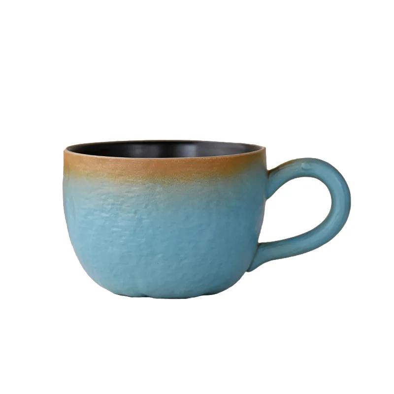 Keramische huishoudelijke ontbijtkop, vervaardigd uit de oven, koppelkop, zeer fraaie kop met oor, geschikt voor afternoon tea en koffie.